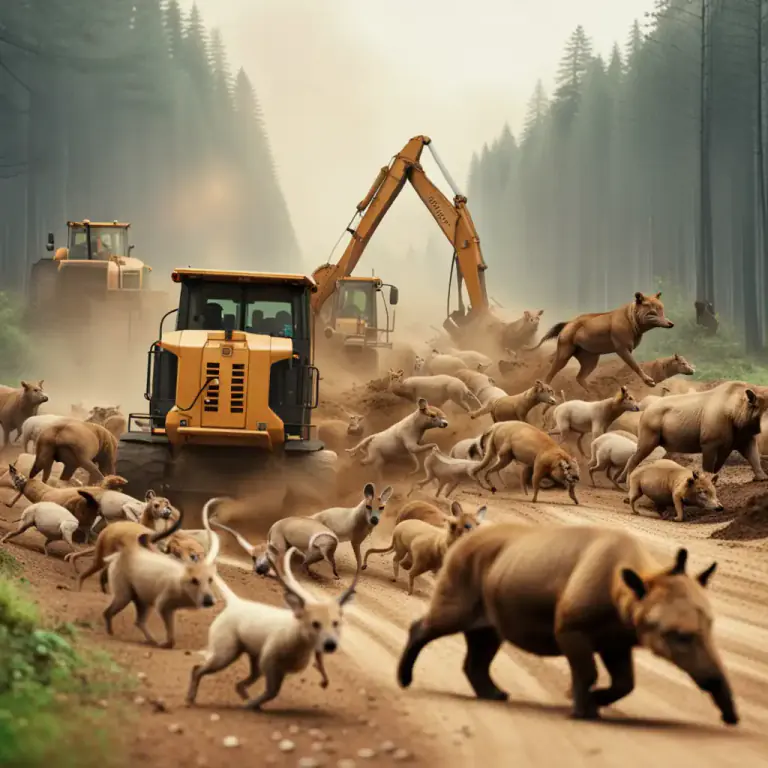 Visual representation of "evict" - To force an animal to leave its home, usually because the home is being destroyed or changed.