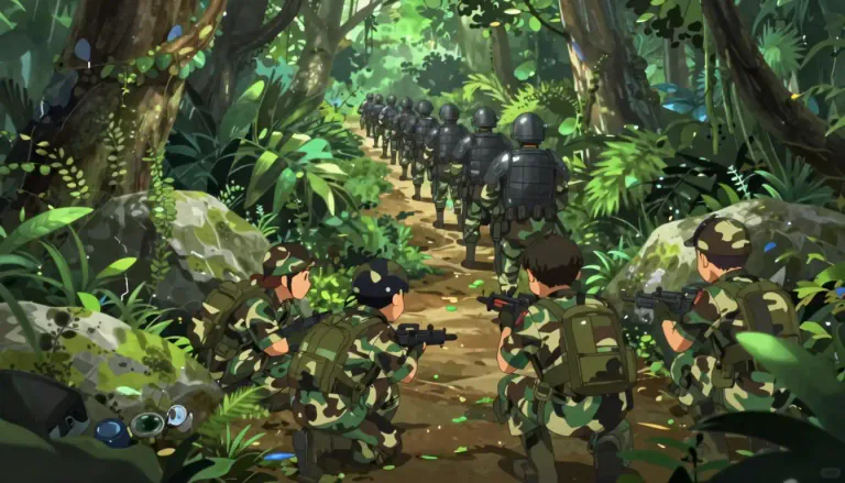 Visual representation of "guerilla" - A member of a small independent group taking part in irregular fighting, typically against larger regular forces.