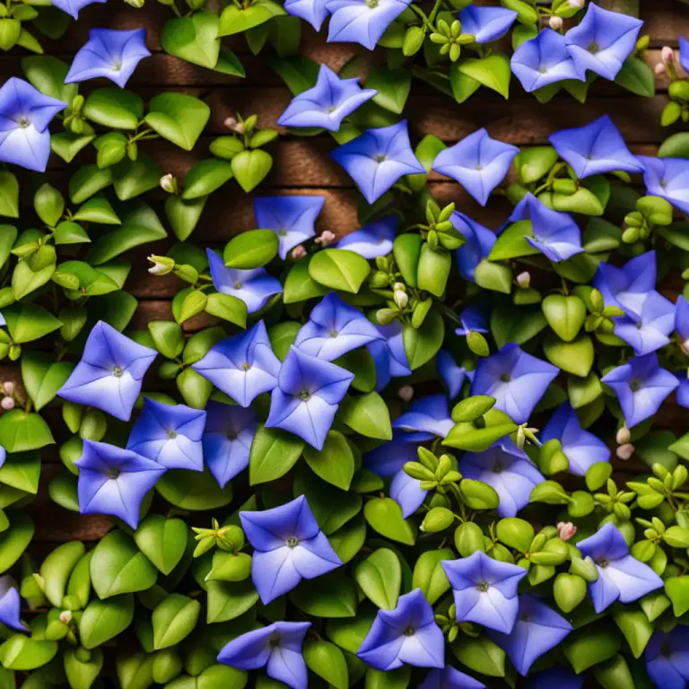 Visual representation of "periwinkle" - A type of climbing plant which has blue or white flowers