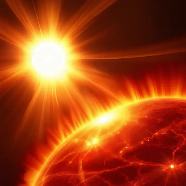Visual representation of "emanation" - In physics, it refers to the process or action of emitting radiation or particles.