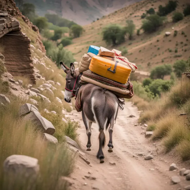 Visual representation of "on the back of something" - Transported by or carried on the back of an animal or a person
