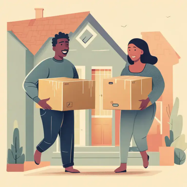 Visual representation of "downsizing" - The action of moving to a smaller place.