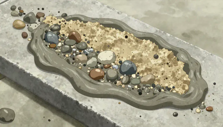 Visual representation of "heterogenous" - A term used to describe a material or mixture composed of different substances that do not blend together uniformly.