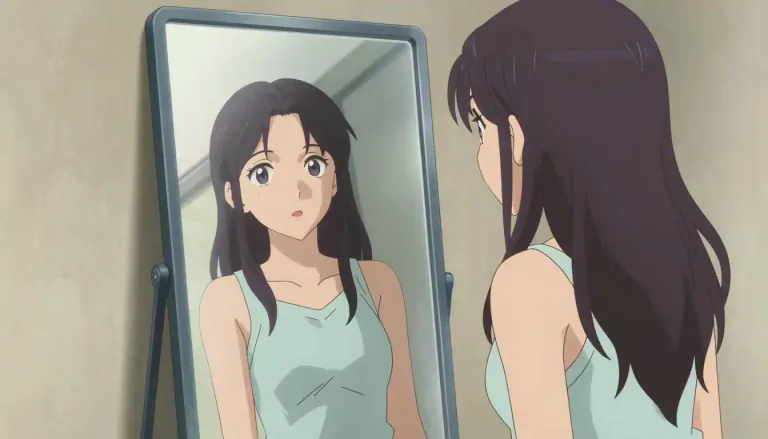 Visual representation of "mirror" - A piece of glass that reflects light so you can see yourself