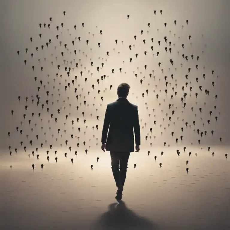 Visual representation of "step back" - to withdraw or remove oneself emotionally or mentally