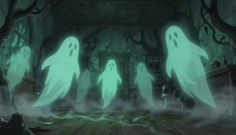 Visual representation of "ghoulish" - Similar to ghosts or spirits in a creepy or scary way.