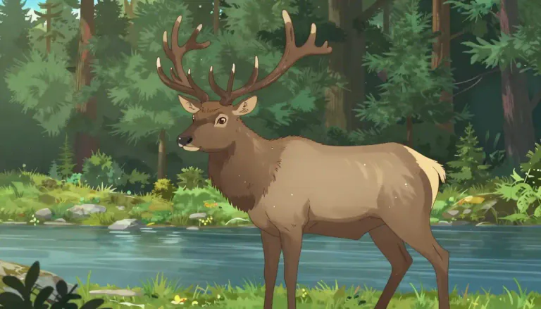 Visual representation of "wapiti" - A type of large deer found in North America and Eastern Asia, also known as elk.