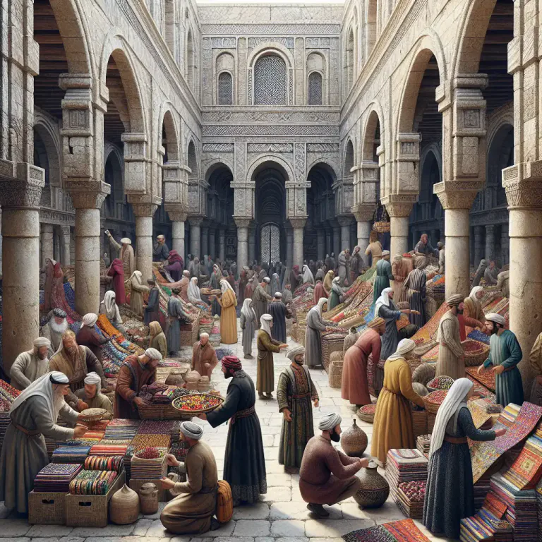 Visual representation of "caravanserai" - A type of large communal building historically used for meetings or trading.