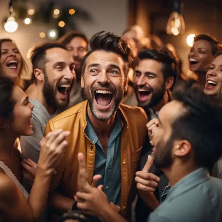 Visual representation of "the life and soul of the party, etc." - A person who is very lively and entertaining at social gatherings