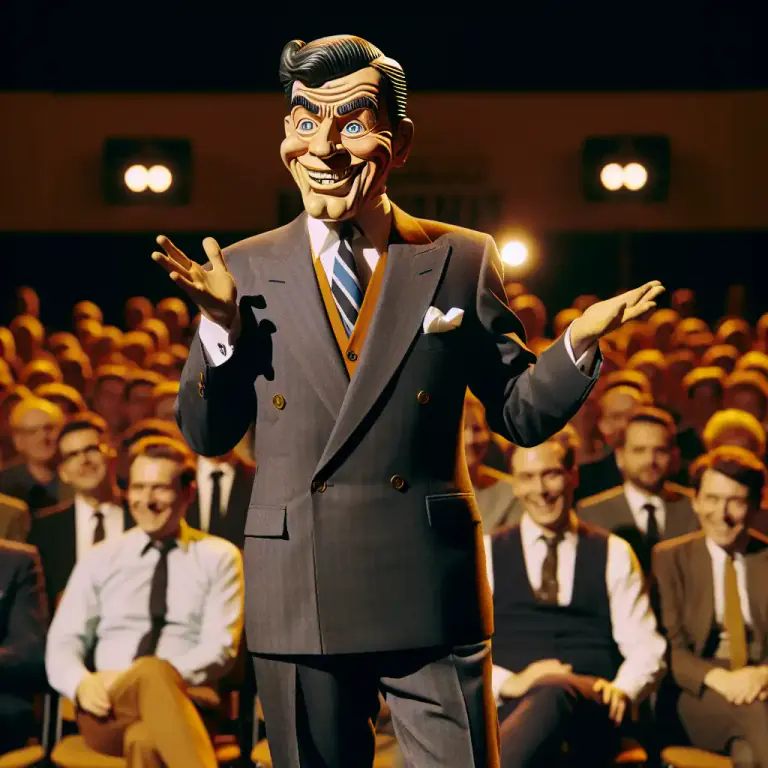 Visual representation of "parody" - To produce a humorous or exaggerated imitation of a writer, artist, subject, or genre