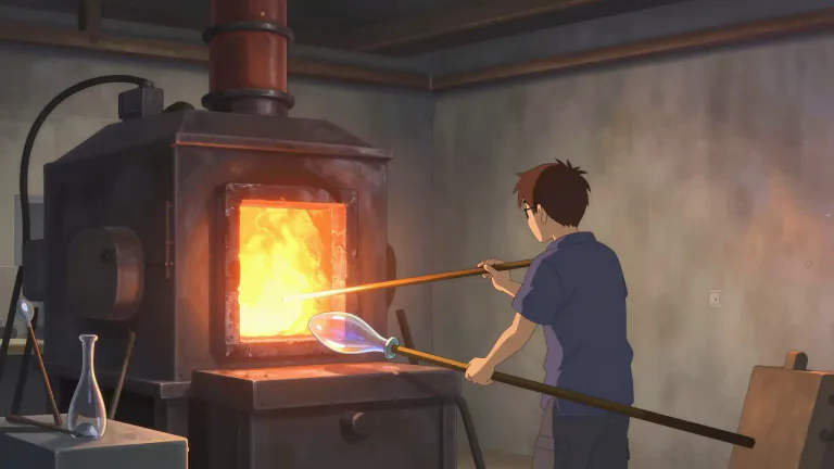 Visual representation of "chimney" - In a glass factory, a furnace for softening glass when it has become stiff in offhand working and for fire-polishing glass.
