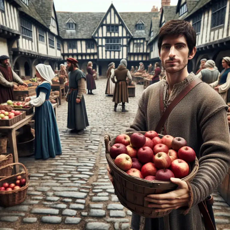 Visual representation of "maund" - In medieval England, a basket or container used for carrying or measuring goods.