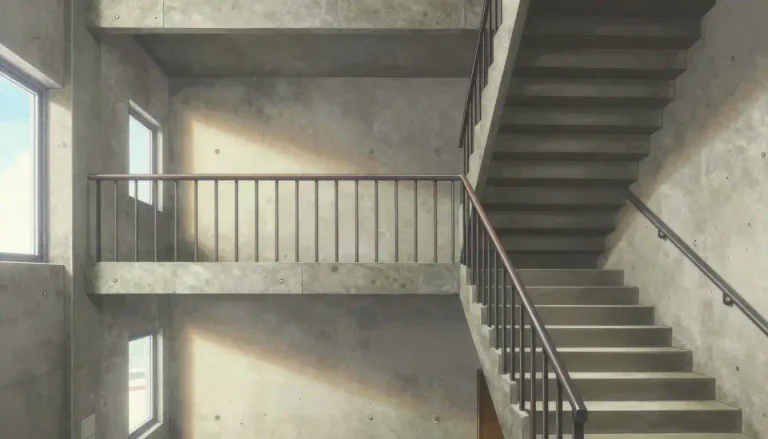 Visual representation of "stairwell" - A possible area in a building that contains stairs, often leading from one floor to another.