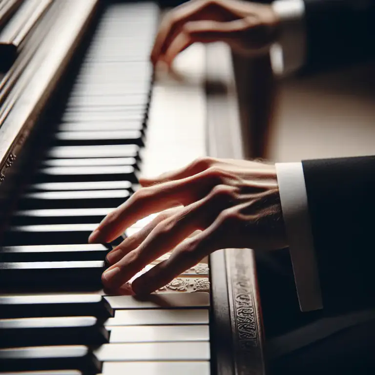 Visual representation of "ivory" - The keys of a piano, which used to be made of ivory.