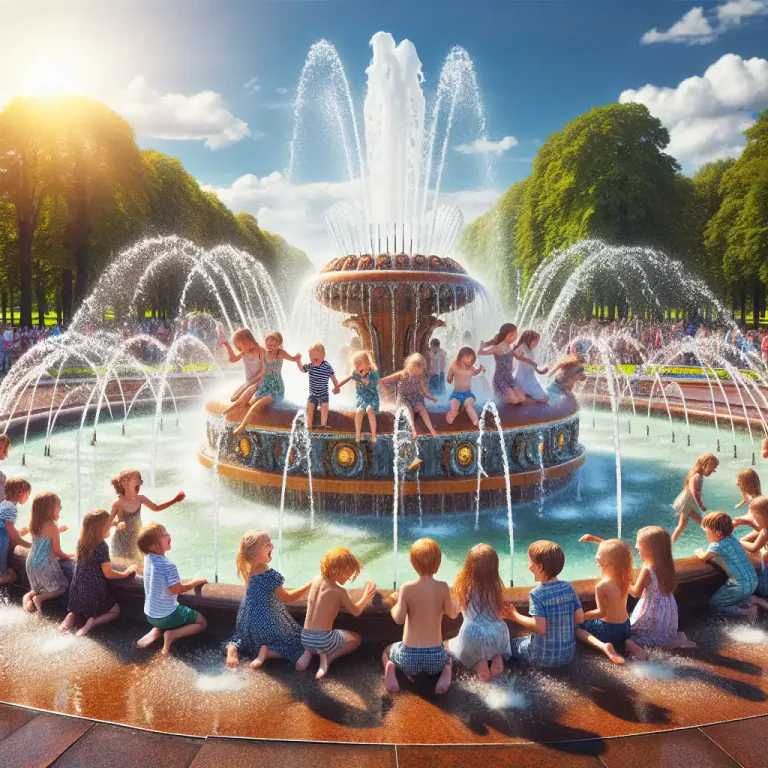 Visual representation of "waterworks" - A display of water designed for decoration or for play