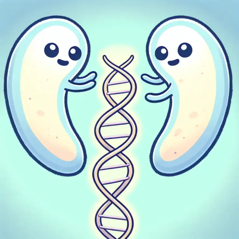 Visual representation of "conjugate" - In biology, to unite or merge, especially in order to exchange genetic material.