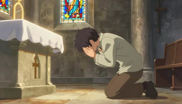 Visual representation of "genuflect" - to bend the knee or touch one knee to the floor in respect
