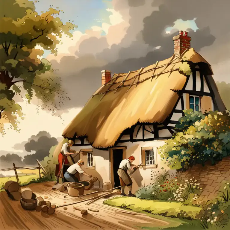 Visual representation of "rafter" - A person who makes and repairs roofs, particularly thatched roofs.