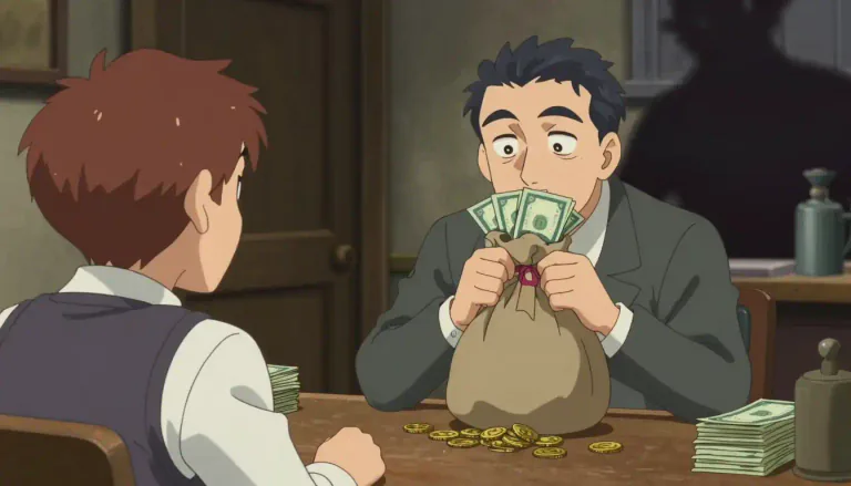Visual representation of "lucre" - Money, especially when it is earned in a way that is dishonest or immoral.
