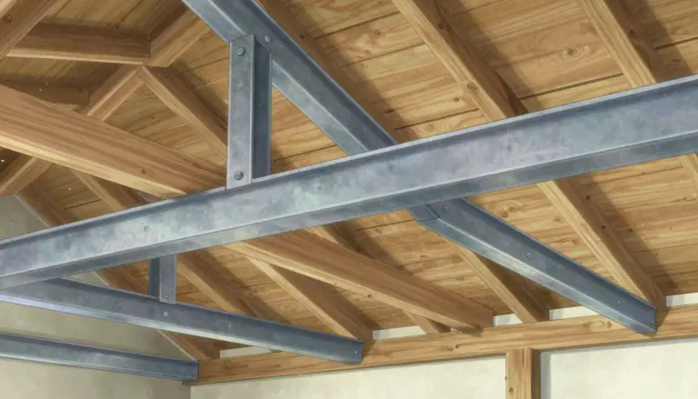 Visual representation of "rafter" - A beam made of wood or steel that supports the roof of a building.