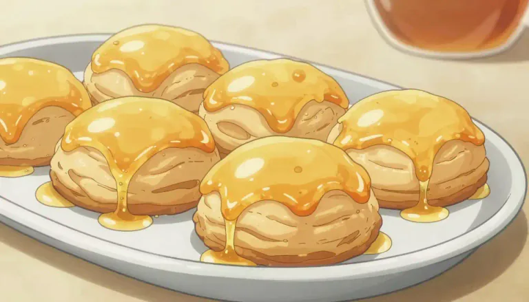 Visual representation of "honeyed" - Flavored or covered with honey.