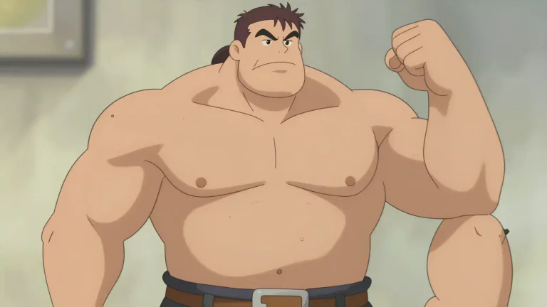 Visual representation of "burly" - Big and strong; muscular or robust.
