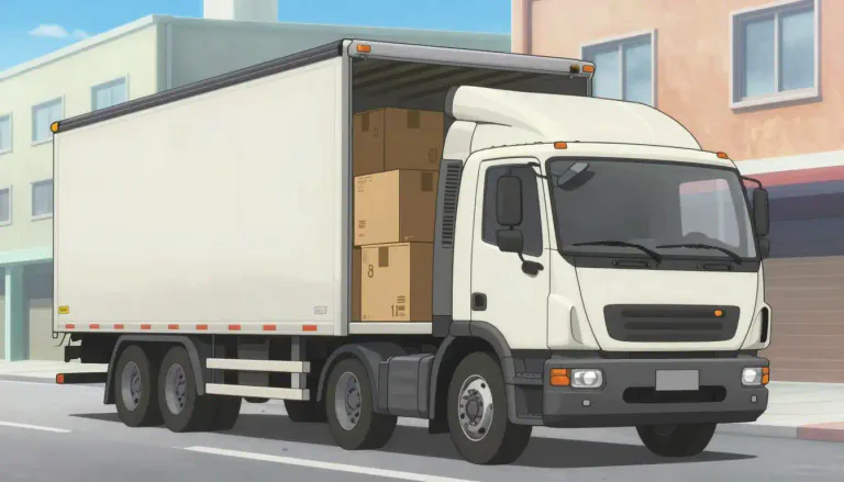 Visual representation of "lorry" - A large vehicle used to transport goods or materials.