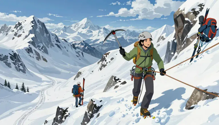 Visual representation of "mountaineering" - The activity of climbing mountains, including hiking, skiing, and other activities done on mountains.