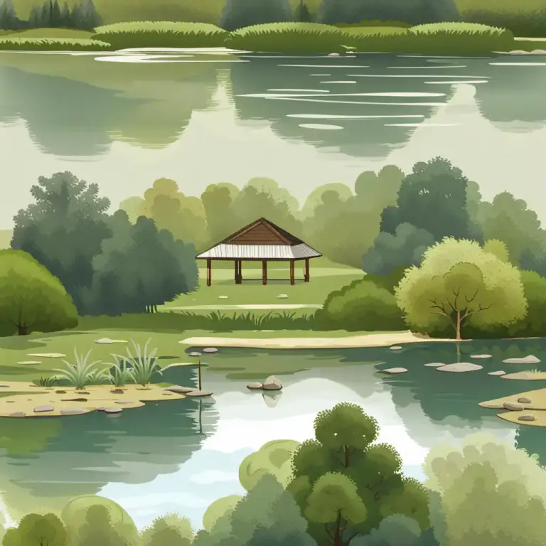 Visual representation of "mere" - A small lake or pond
