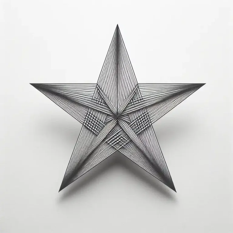 Visual representation of "pentagram" - A shape used in advanced mathematics that is a star shaped figure of five lines.