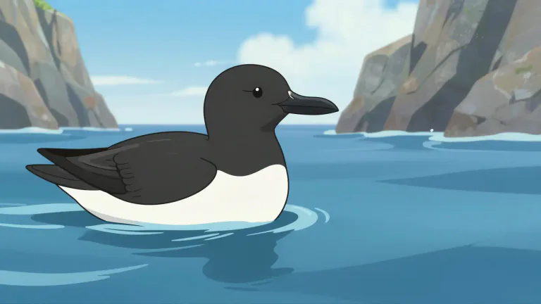 Visual representation of "razorbill" - A black and white seabird that has a thick, sharp, and flat black beak.