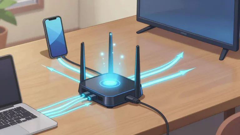 Visual representation of "router" - A device that forwards data to a network