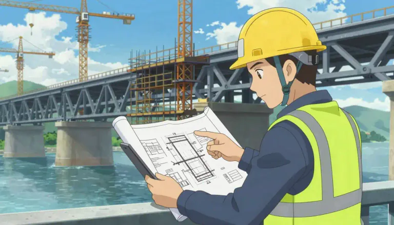 Visual representation of "engineer" - A person who specializes in designing and building machines, roads, bridges, or similar things.