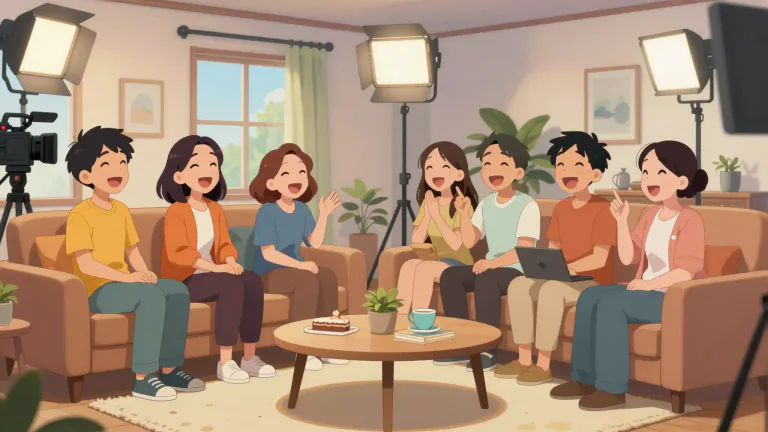 Visual representation of "sitcom" - A type of TV show that is about a group of characters and is intended to make people laugh.