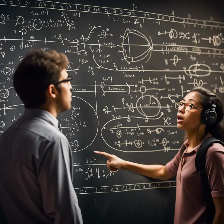 Visual representation of "blind somebody with science" - To confuse or trick someone by providing complex information or using big scientific words and ideas.