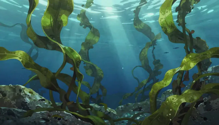 Visual representation of "kelp" - A type of large seaweed that grows in the sea and is often found on cool coastlines.