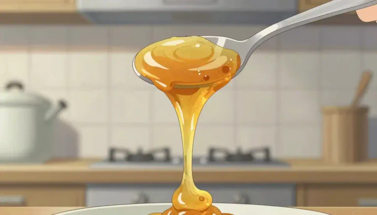 Visual representation of "viscous" - A thick or sticky consistency, like honey or syrup