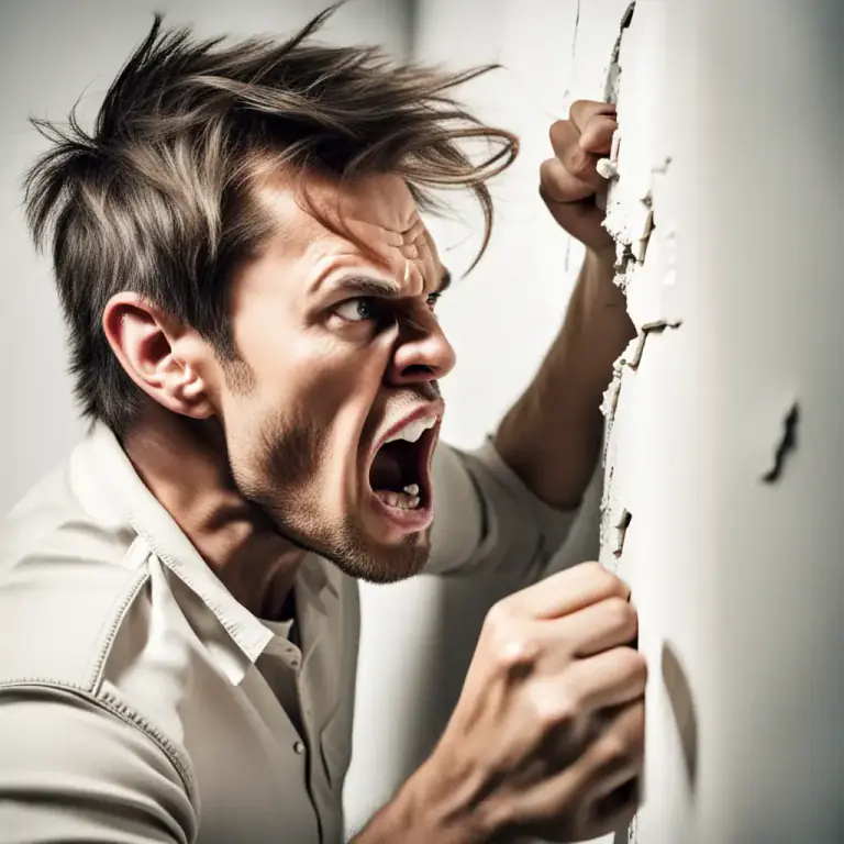Visual representation of "punch into" - To strike something with force.