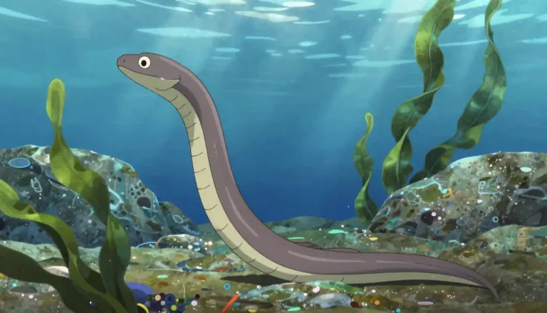 Visual representation of "eel" - A type of long, thin fish that looks like a snake, and lives mostly in the ocean.