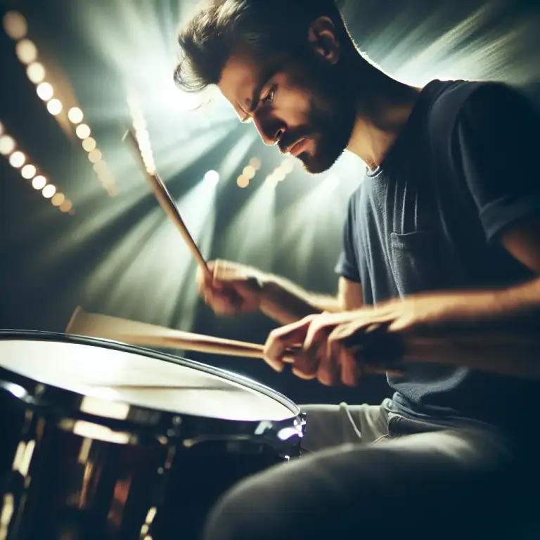 Visual representation of "tremolo" - In percussion, a rapid repetition of a single strike on a drum.