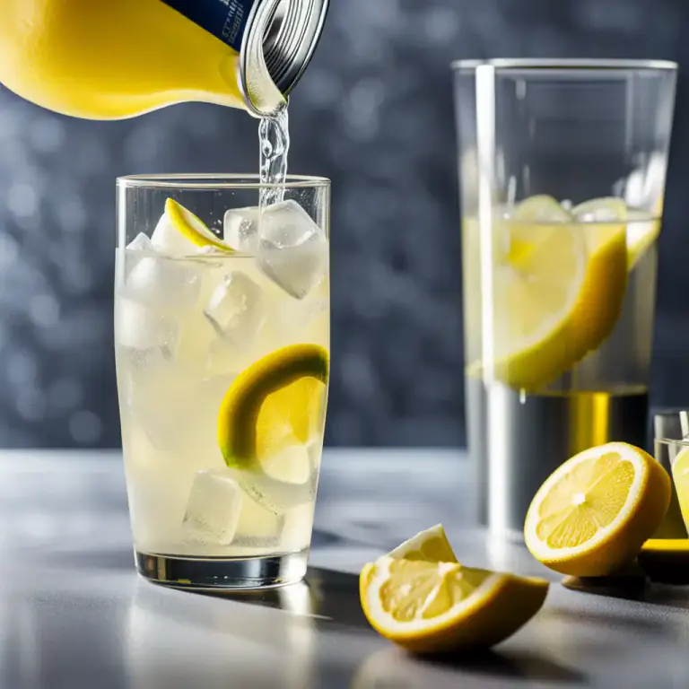 Visual representation of "lemonade" - A carbonated drink flavoured with lemon or artificial lemon flavouring