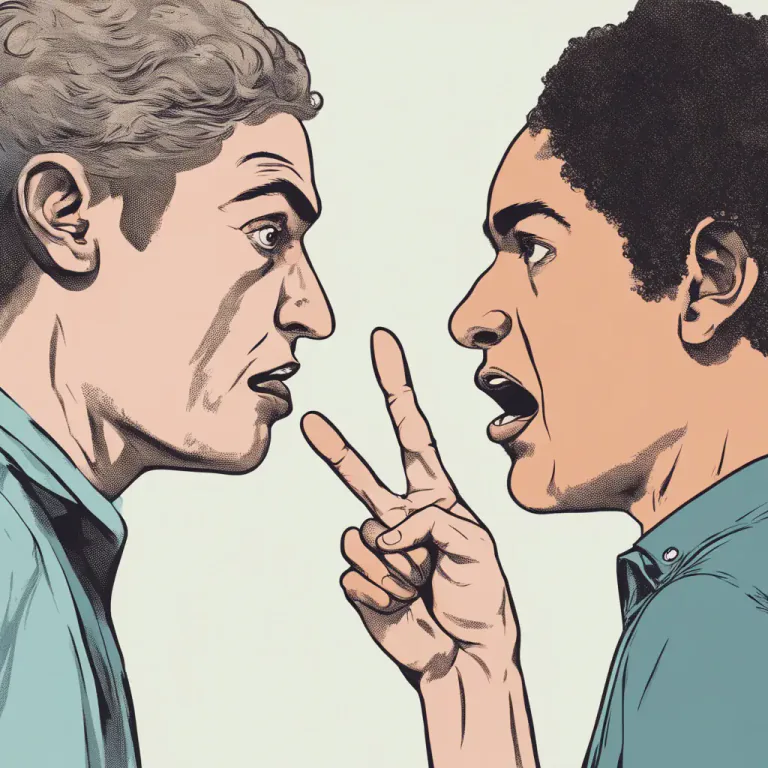 Visual representation of "argue with" - To speak angrily to someone, telling that person that you disagree with them