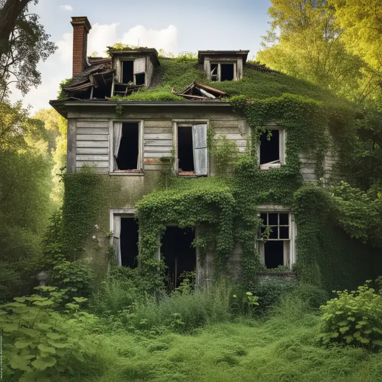 Visual representation of "dereliction" - A piece of property that has been abandoned or neglected
