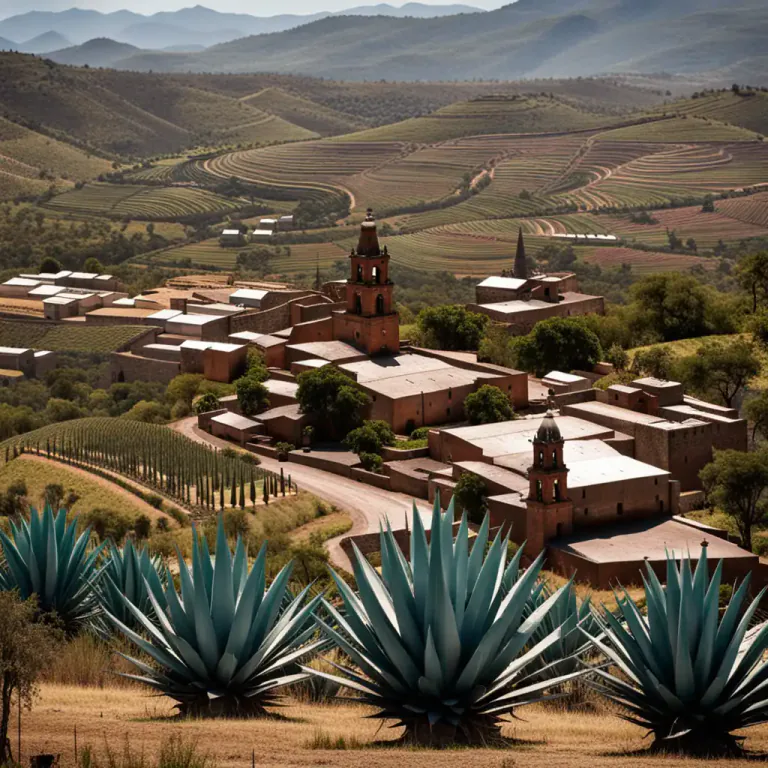 Visual representation of "tequila" - A Mexican town in the state of Jalisco, known for its production of the alcoholic drink.