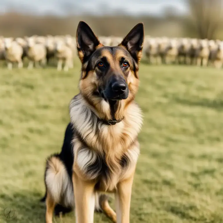 Visual representation of "shepherdess" - A specific breed of female dog that is employed to guard sheep.
