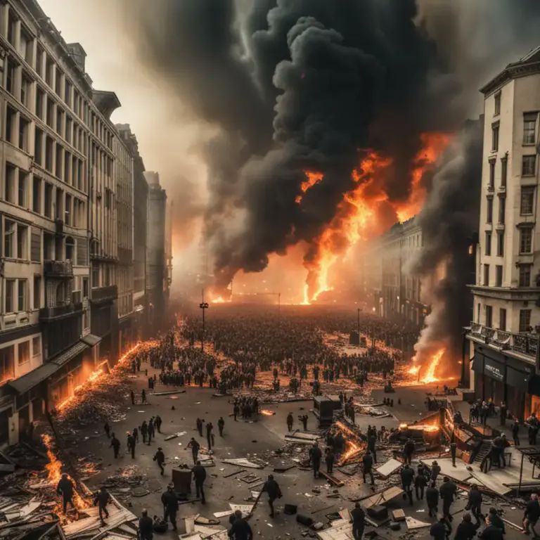 Visual representation of "welter" - Involving a lot of violent activity