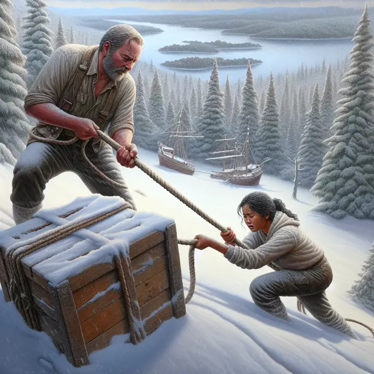 Visual representation of "sledge" - To carry or drag (a heavy or bulky object) with difficulty