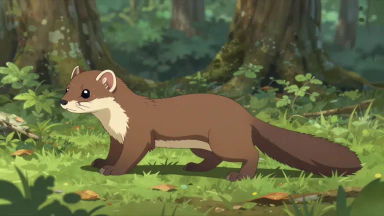 Visual representation of "stoat" - A small wild animal with brown fur, part of the weasel family.