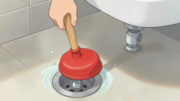 Visual representation of "plunger" - A tool used to remove blockages in pipes or tubes.