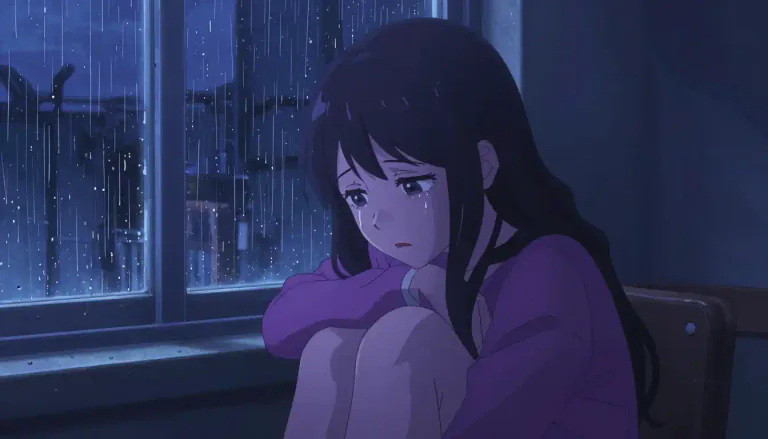 Visual representation of "melancholy" - Feeling or showing deep sadness or depression